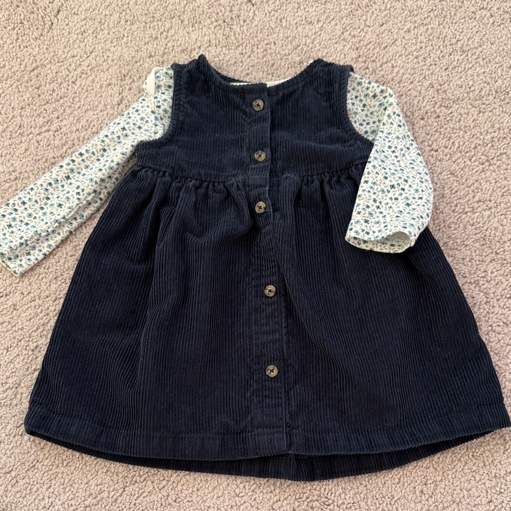 ✨ Carter’s 2-Piece Outfit | Floral Bodysuit + Corduroy Dress | Like New ✨